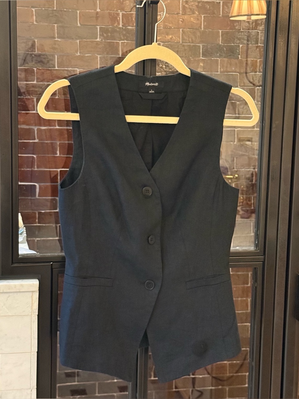 Madewell Black Linen Vest, size 4